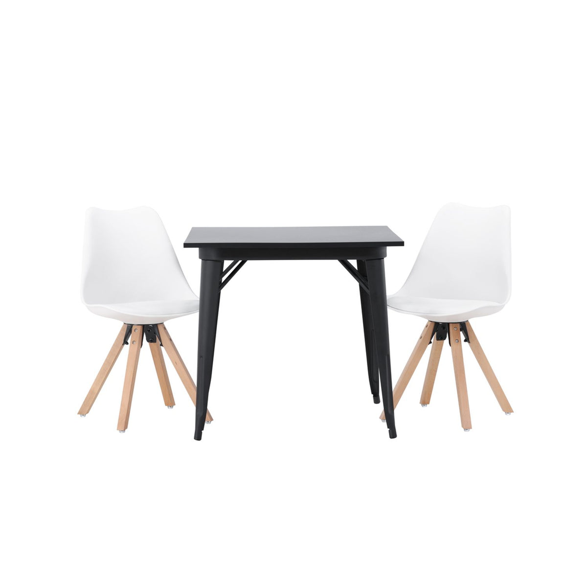 Tempe, Zeno Rektangulär matgrupp Natur, vit, Svart, 80 x 80