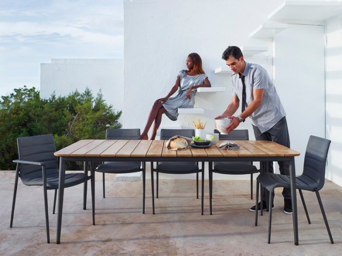 Core Bord 210x90cm Teak / Lava Grå