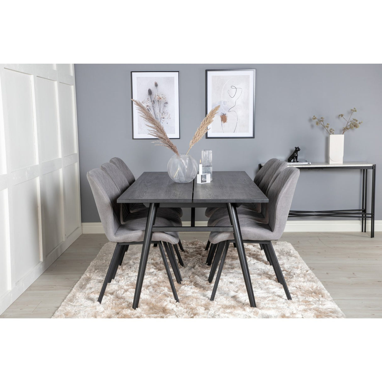 Sleek, Gemma Rektangulär matgrupp Svart,Grå, Svart, 195 x 95