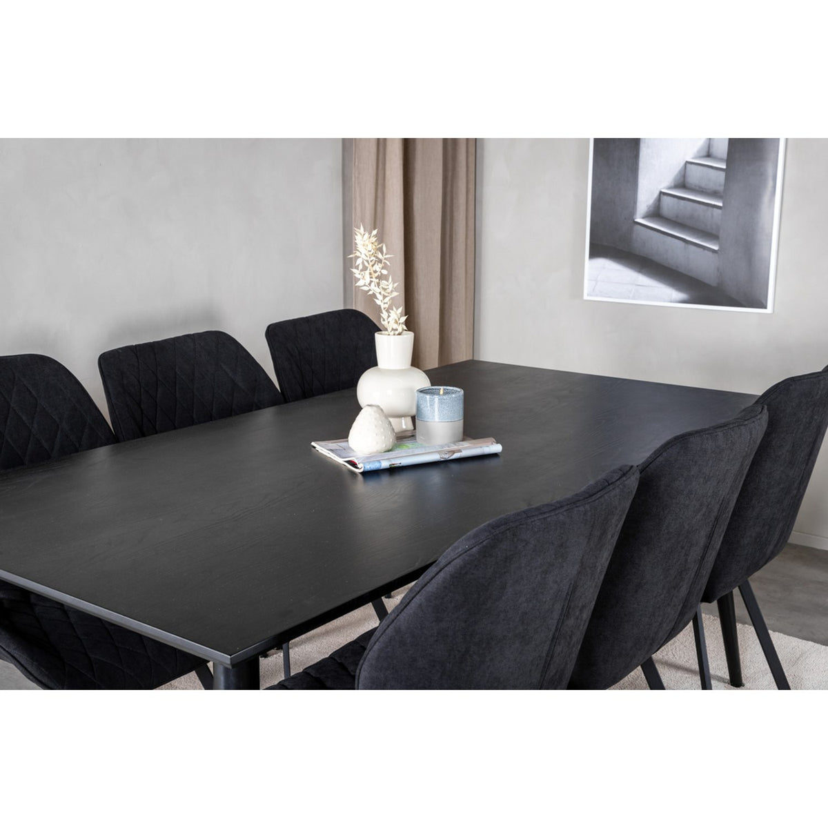 Dipp, Gemma Rektangulär matgrupp Svart, Svart, 180 x 90