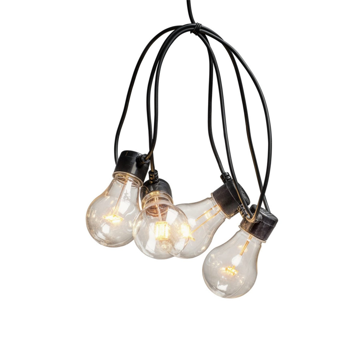 E27 LED Svart kabel 24V/IP44 Ljusslinga Ute 20 Lampor (9.5m), Amber