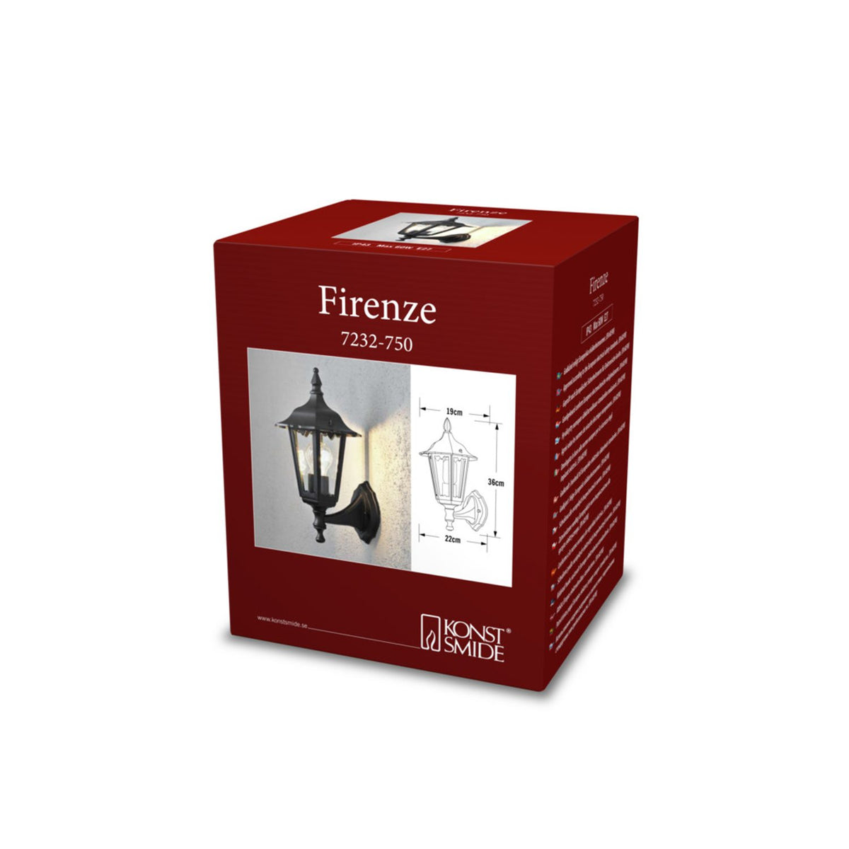 Firenze E27 Liten Vägglampa Ute Upp, Svart