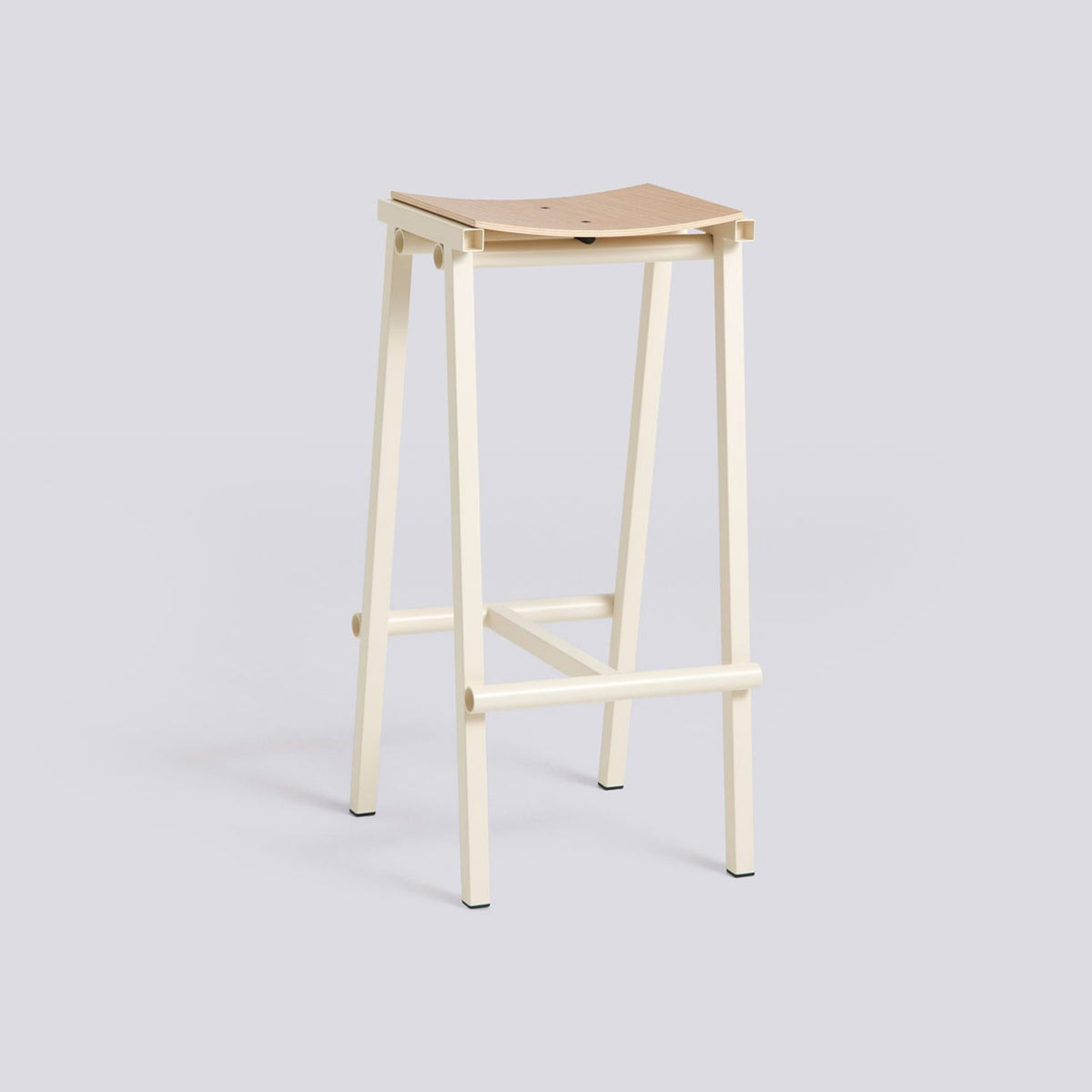 Taburete 8 75 cm Barpall ekfaner med vattenbaserad lack, Eggshell – pulverlackerat stål