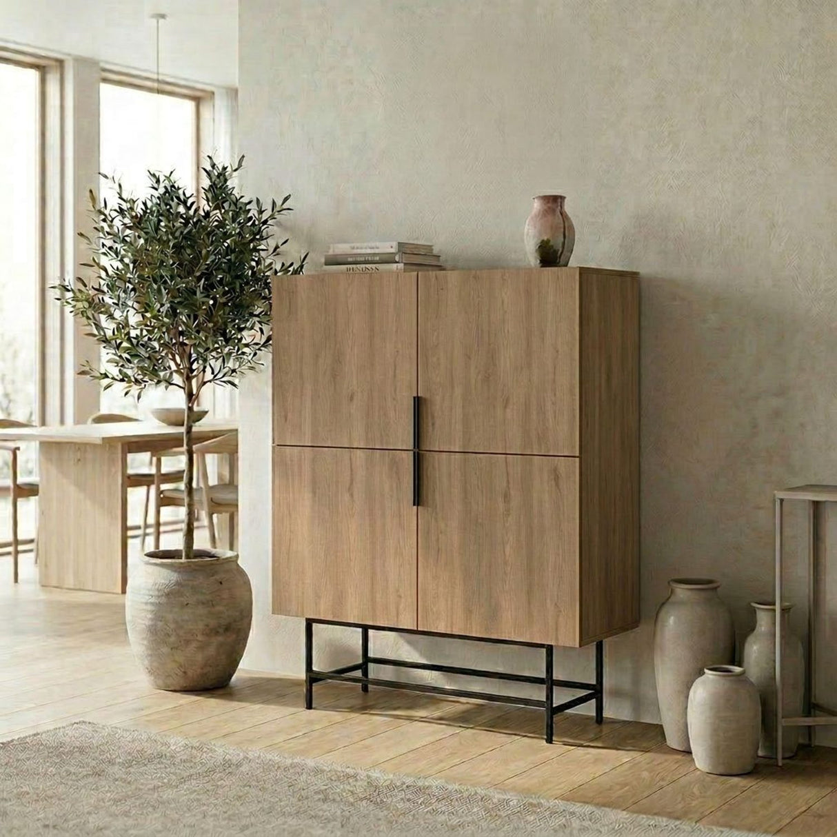 Edinburgh (100 x 128 x 40 cm) Sideboard Naturlig ek svart
