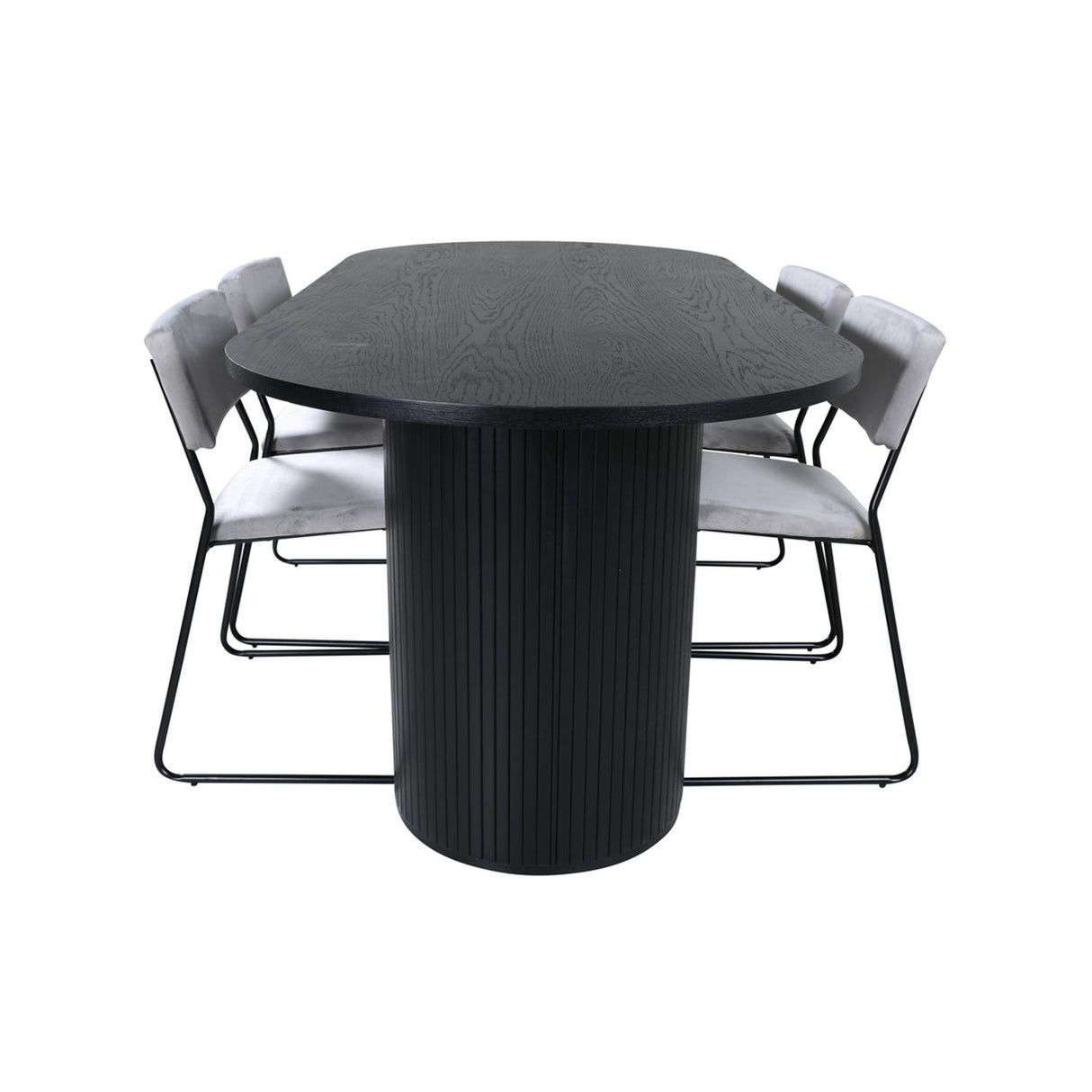 Bianca, Kenth Oval matgrupp Svart, ljusgrå, Svart, 200 x 90