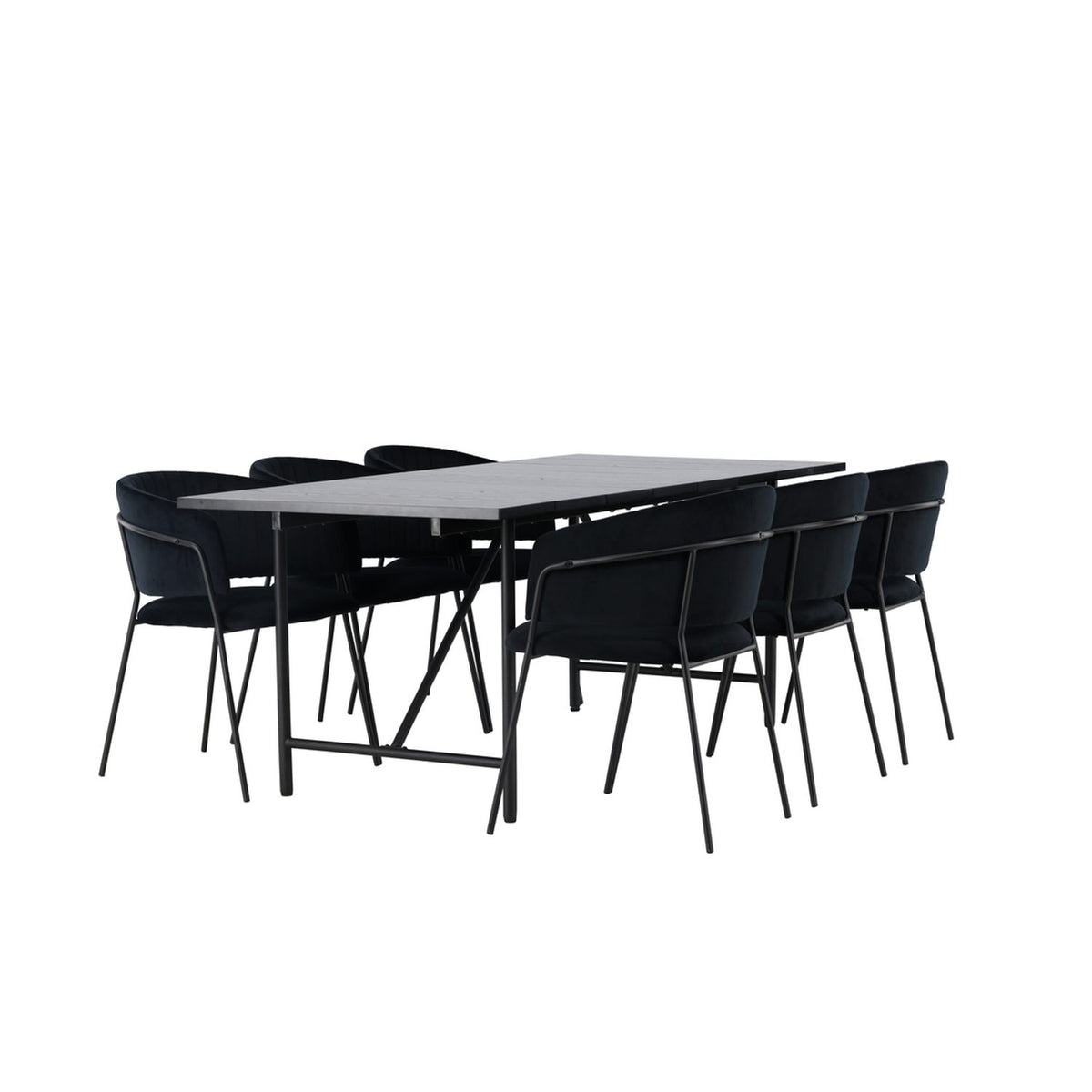 Astrid, Selma Rektangulär matgrupp Svart, Svart, 200 x 90