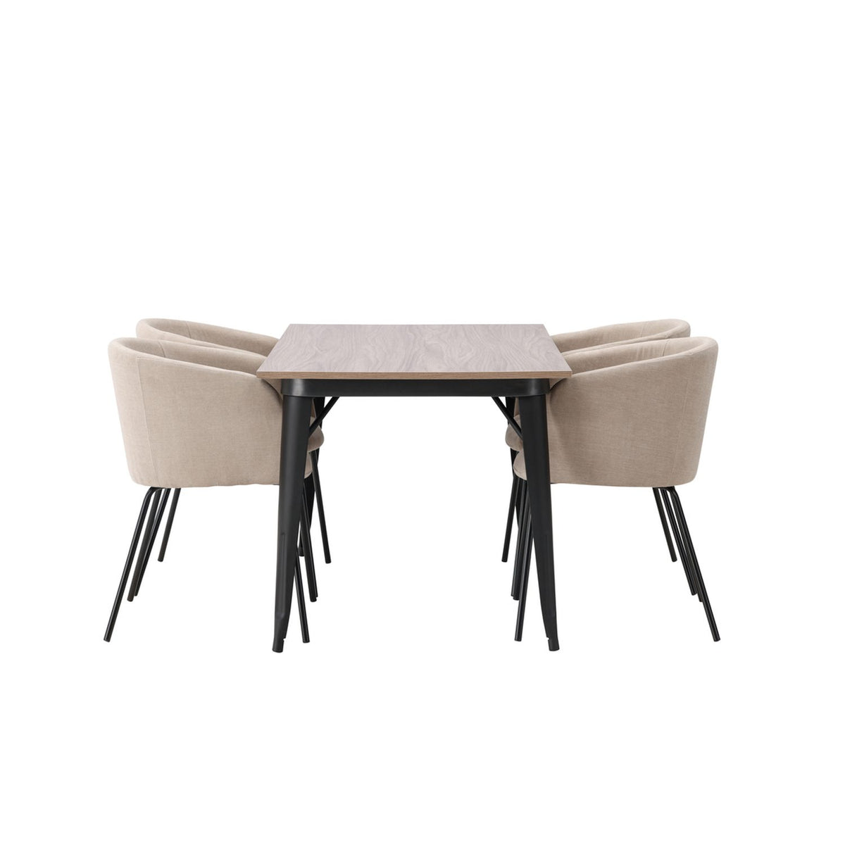 Tempe, Berit Rektangulär matgrupp Beige, Svart, Valnöt, 140 x 80
