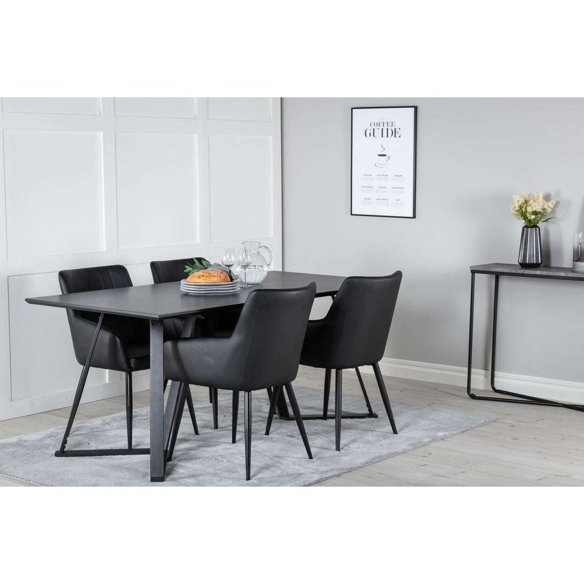 Marina, Comfort Rektangulär matgrupp Svart, Svart, 180 x 90