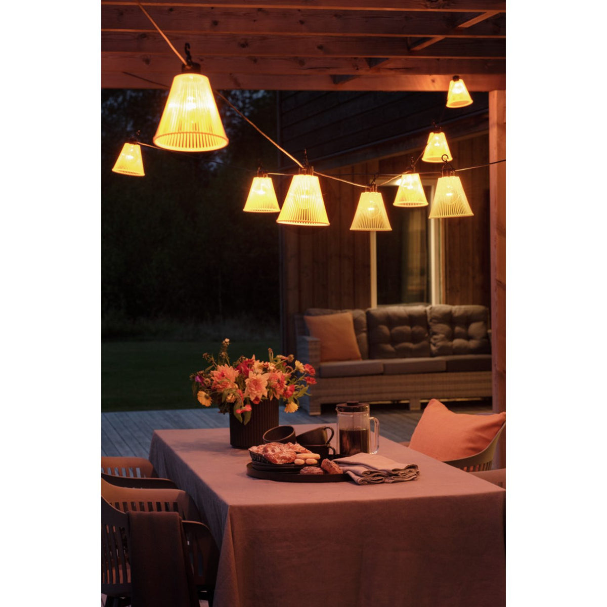 Startset E27 10 amber LED dekoration Dimmer Ljusslinga Ute Gul