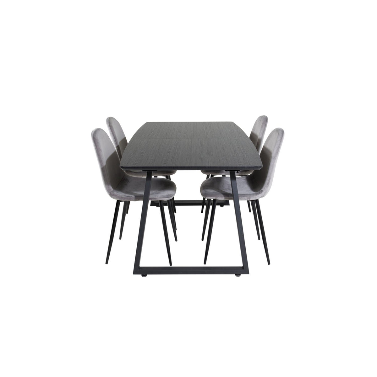 Inca, Polar Rektangulär matgrupp Svart,Grå, Svart, 160 x 85