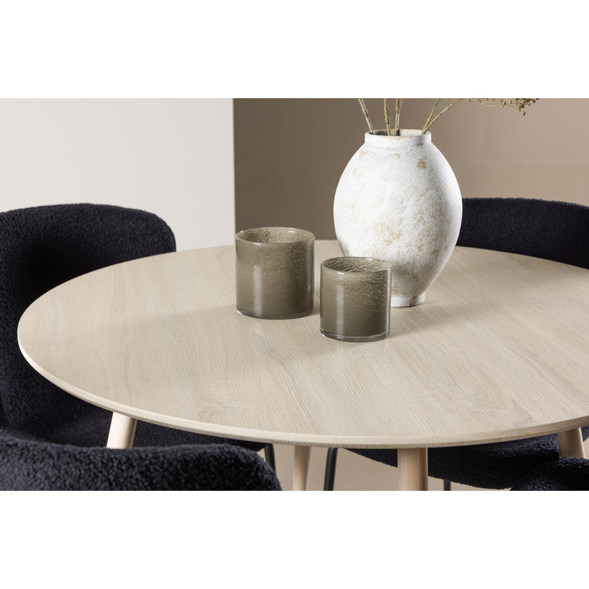 Plaza, Modesto Rund matgrupp Svart, Vitputsad, 4st