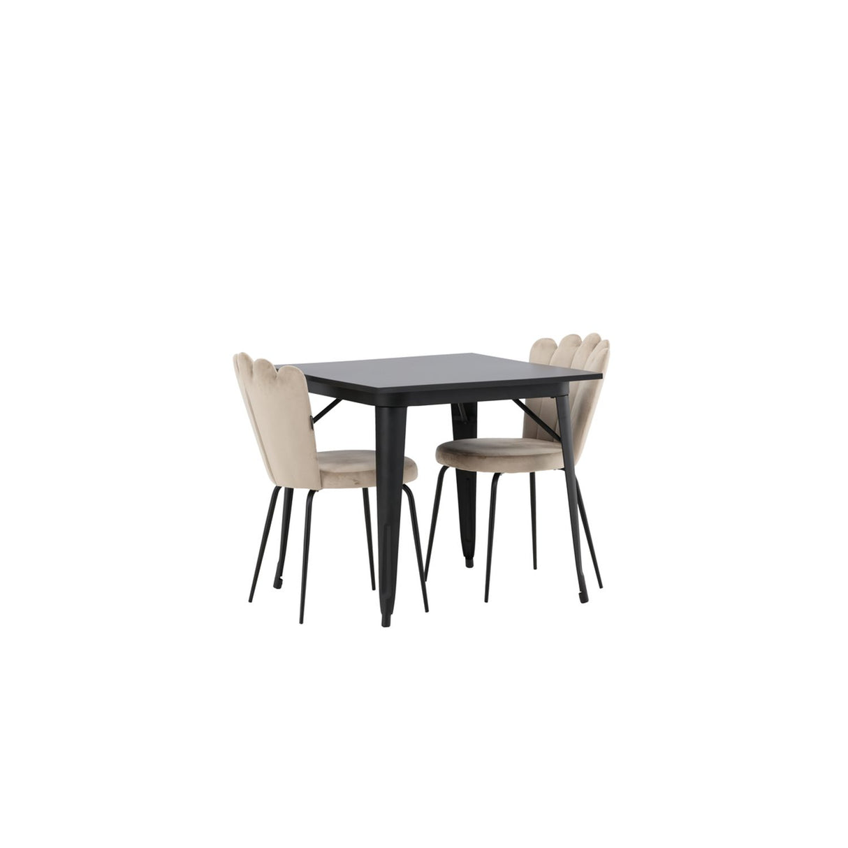 Tempe, Limhamn Rektangulär matgrupp Beige, Svart, Svart, 80 x 80