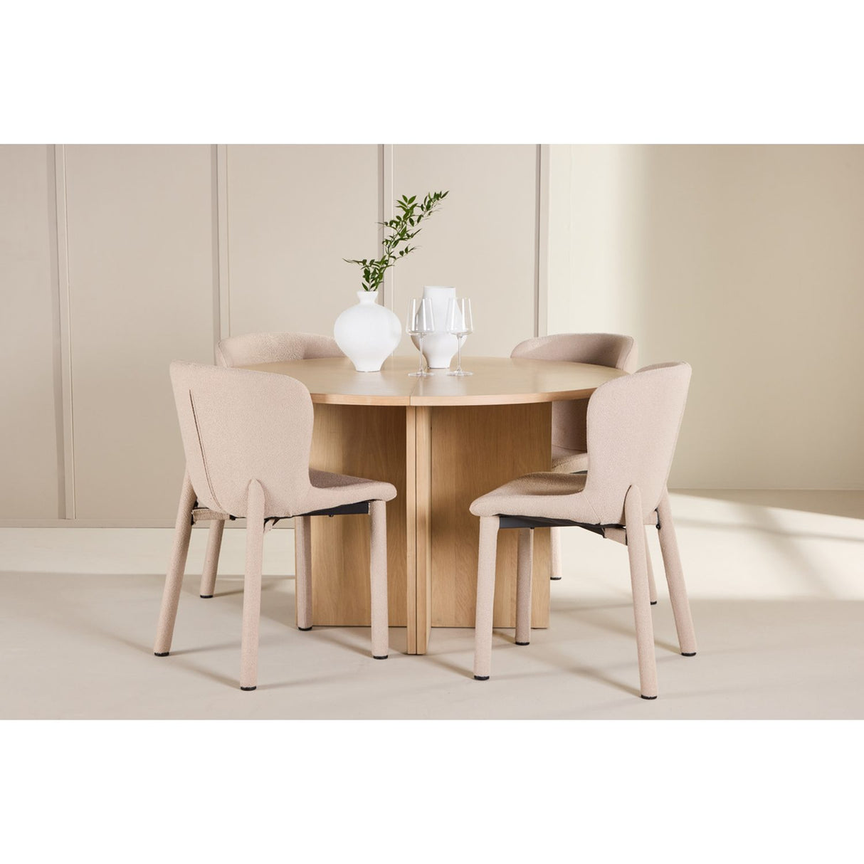 Strada, Astoria Oval matgrupp Beige, Vitputsad, 4st