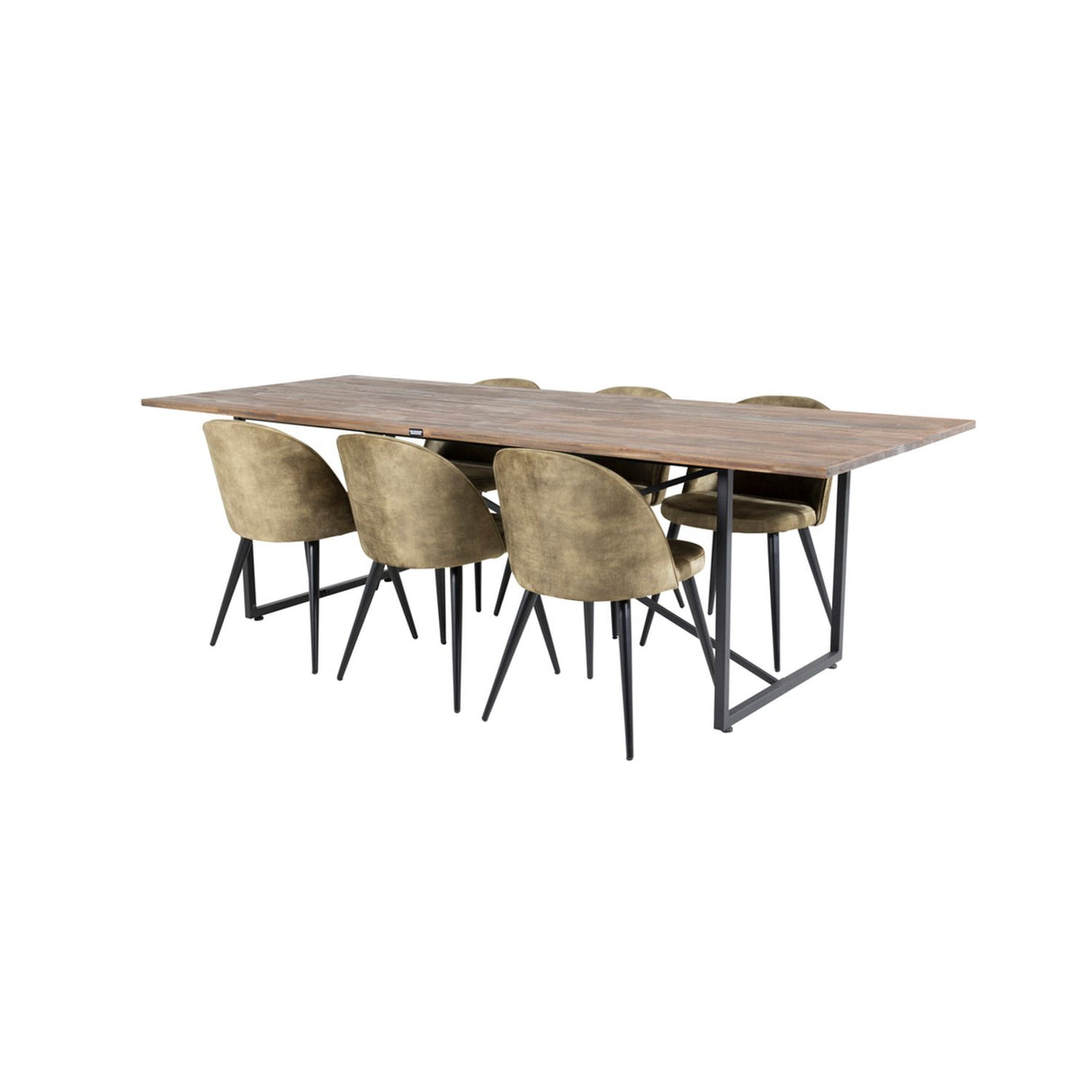 Padang, Velvet Rektangulär matgrupp Svart,Grön, Svart,Natur, 250 x 100