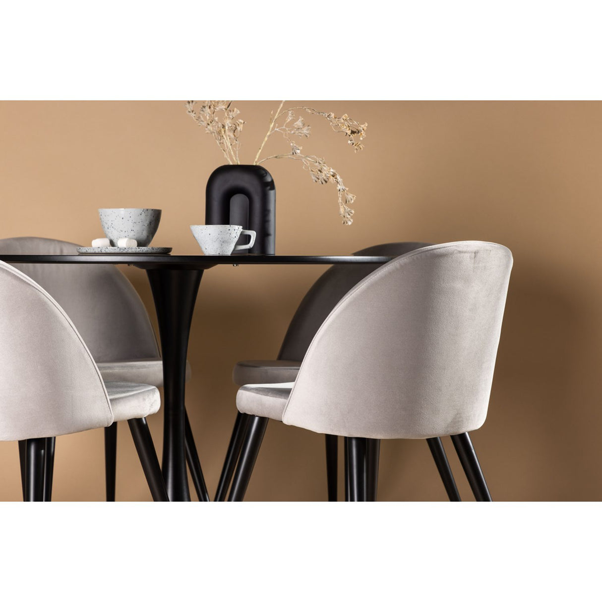 Glade, Velvet Rund matgrupp Svart,Grå, Svart, ⌀100