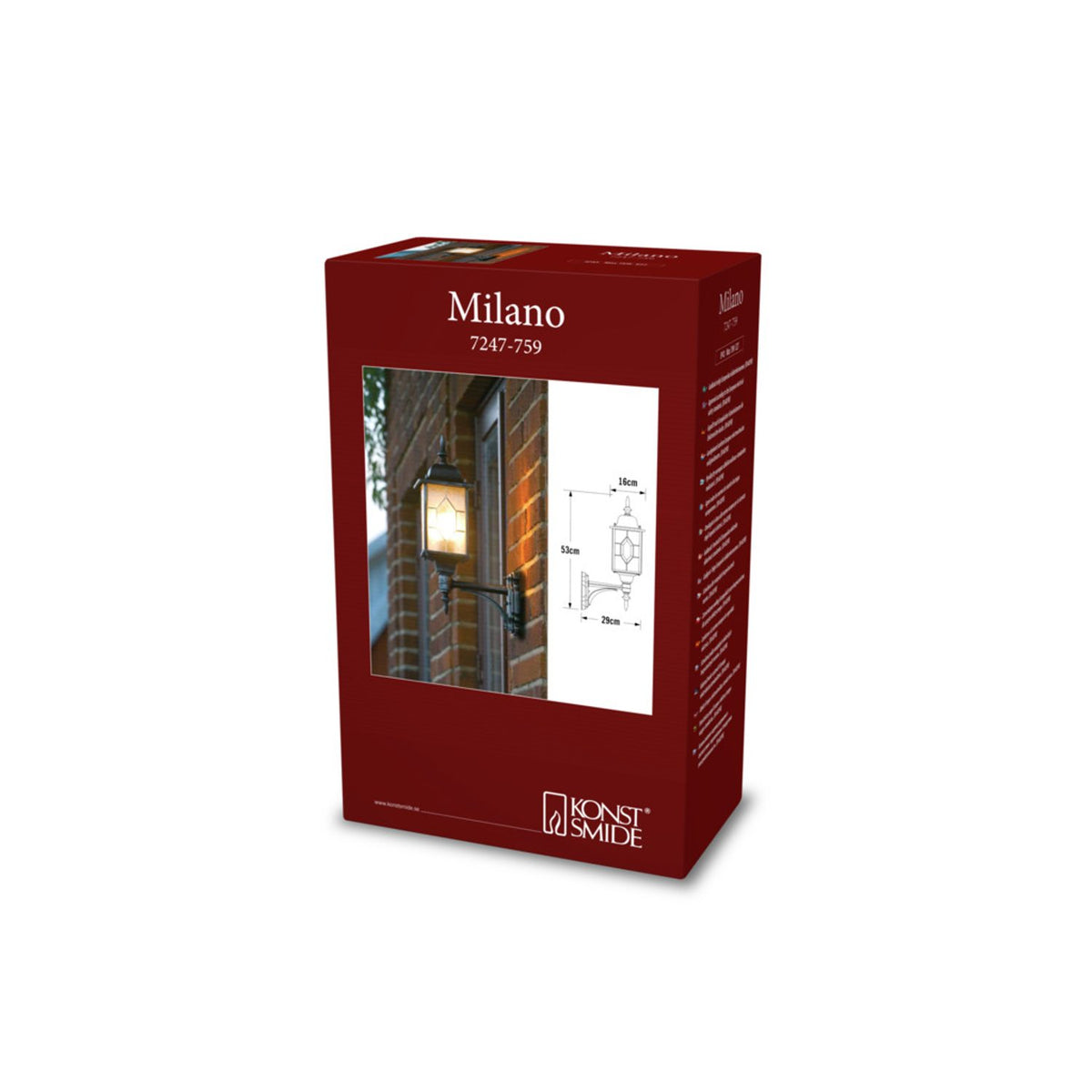 Milano E27 Svart/Silver Vägglampa Ute Upp