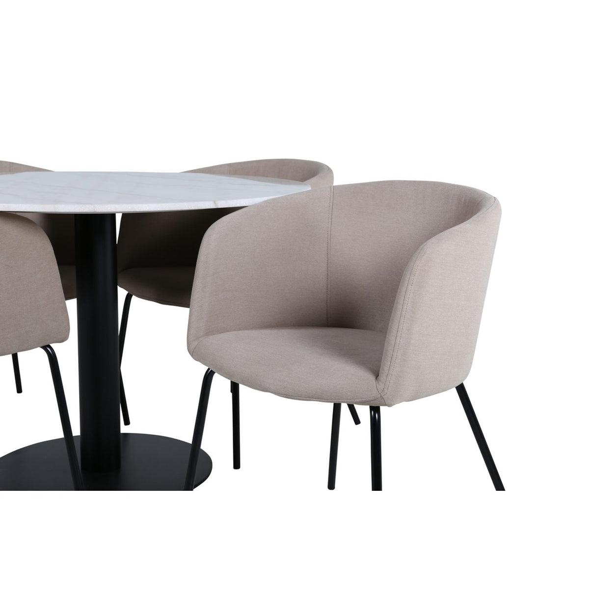 Estelle, Berit Rund matgrupp Beige, Svart, Svart,Vitt, ⌀106