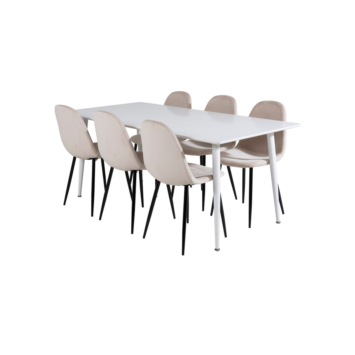 Polar, Polar Rektangulär matgrupp Beige,Svart, Vit, 180 x 90