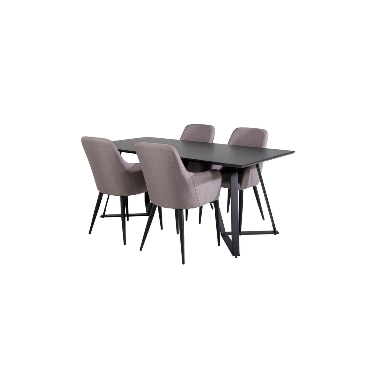 Marina, Comfort Rektangulär matgrupp Svart,Grå, Svart, 180 x 90