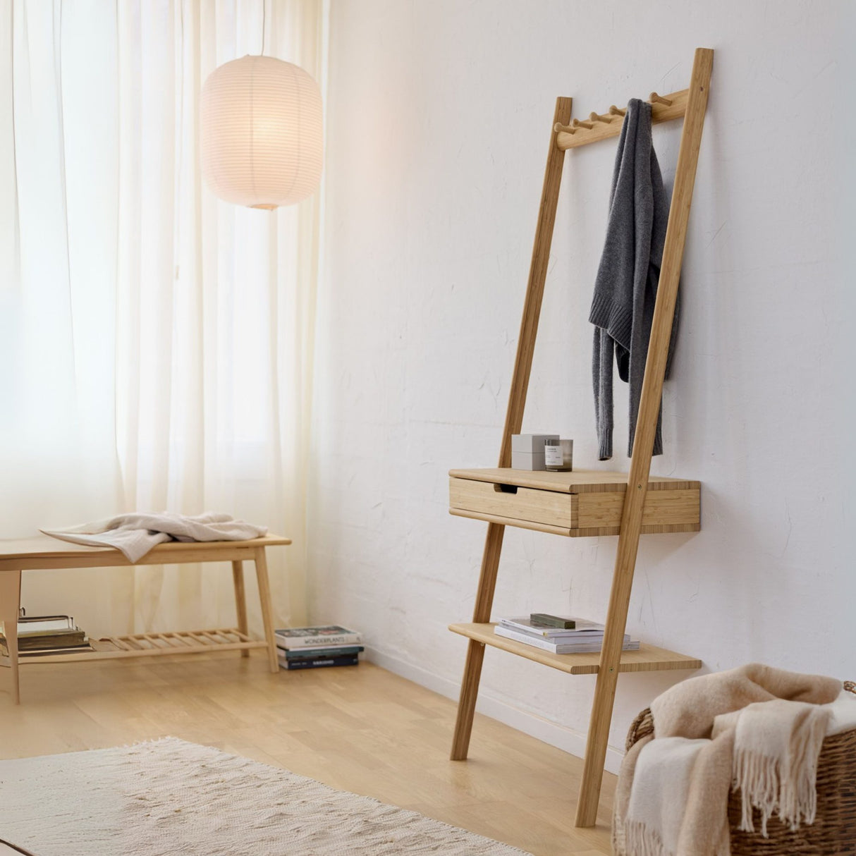 Vägghylla med Låda Bambu