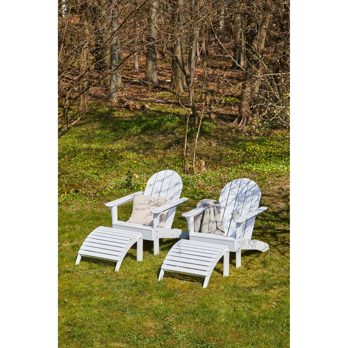 Adirondack Däckstol med Fotpall Vit