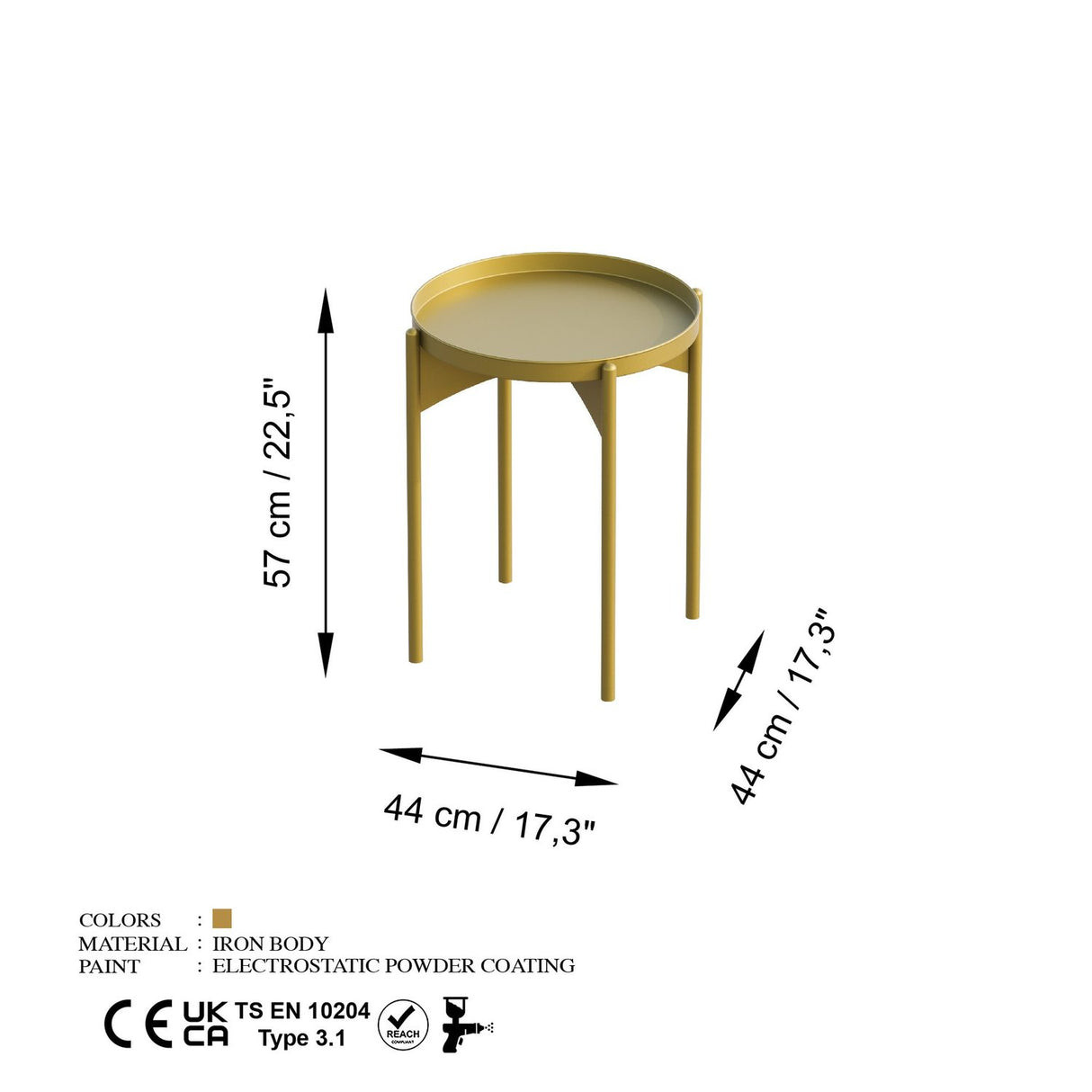 Tbilisi II (44 x 57 x 44 cm) Soffbord Guld