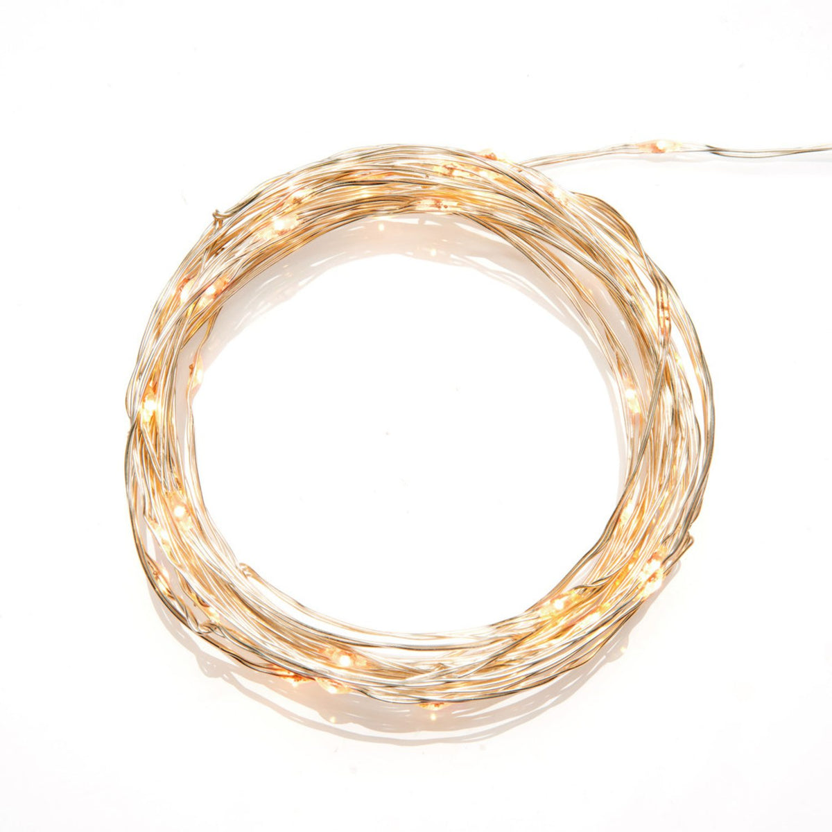 Micro LED med Transformator Ljusslinga Inomhus 50 Lampor (4.9m), Amber/Silver Kabel