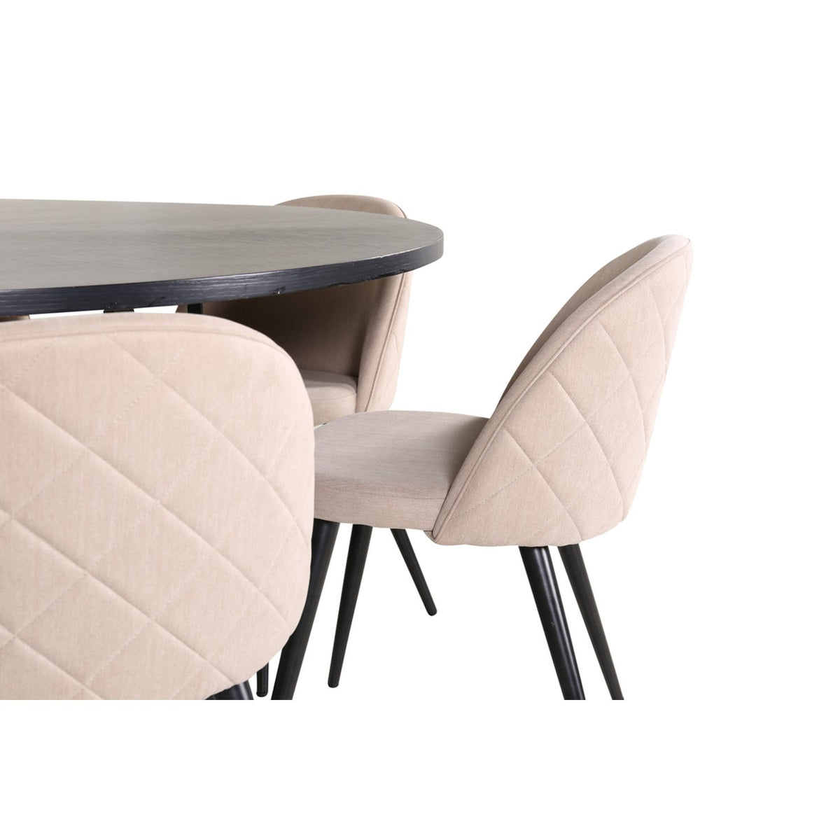 Copenhagen, Velvet Rund matgrupp Beige,Svart, Svart, ⌀140