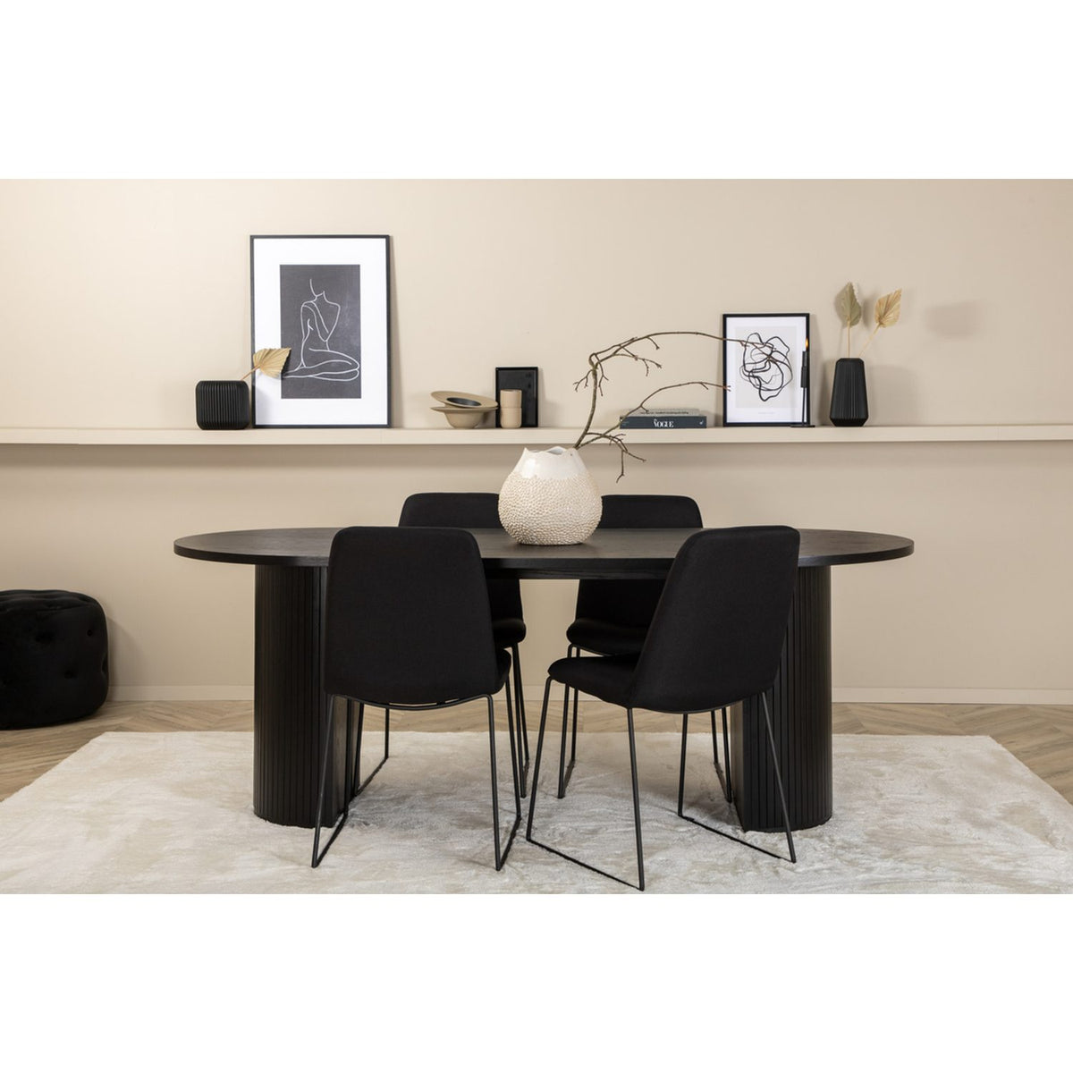 Bianca, Muce Oval matgrupp Svart, Svart, 200 x 90