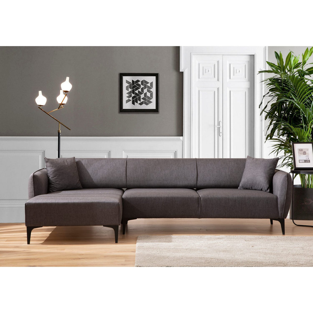 Belissimo (140-270 x 95 x 67 cm) Hörnsoffa Mörkgrå, Vänster