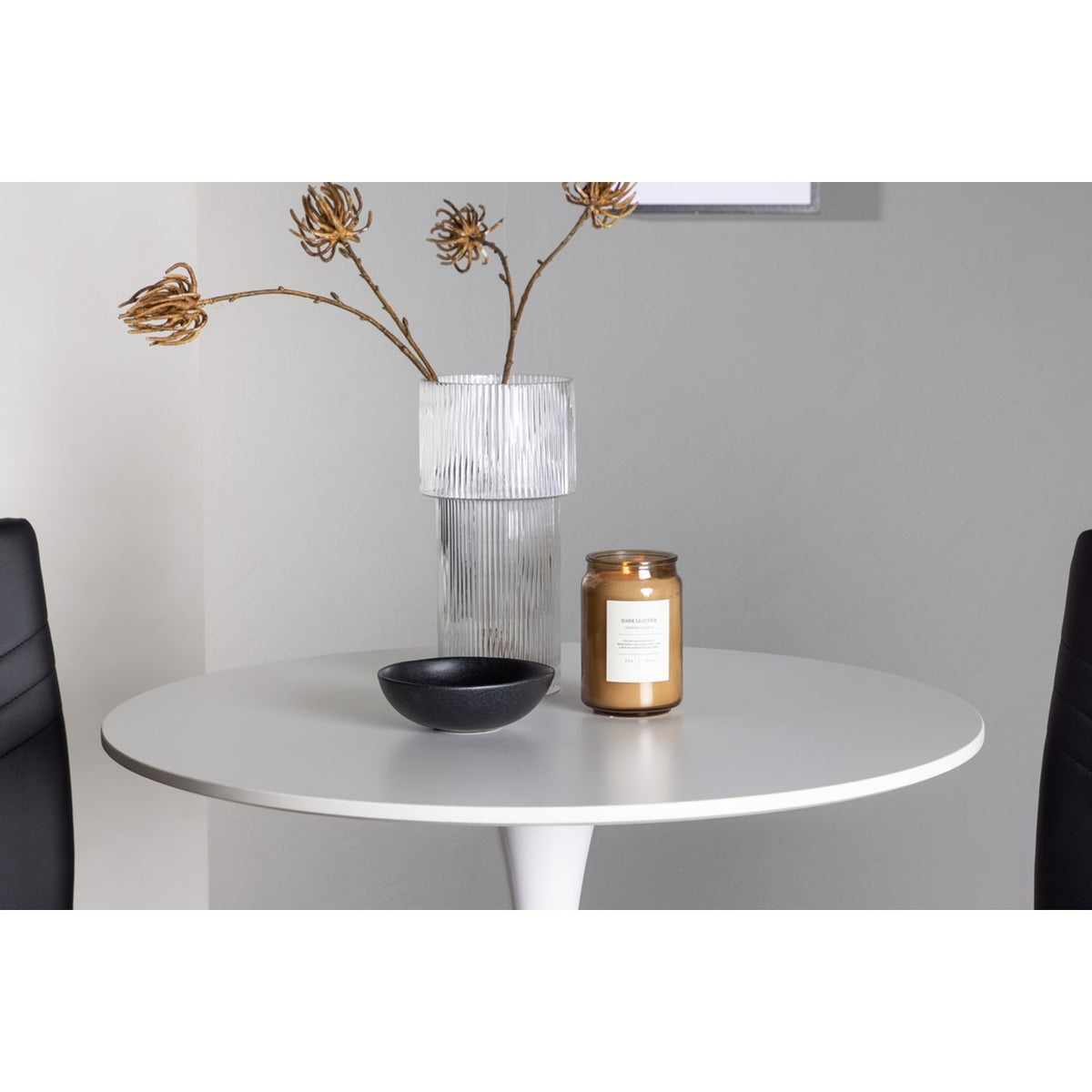 Hamden, Lily Rund matgrupp Svart,Silver, Vit, ⌀80
