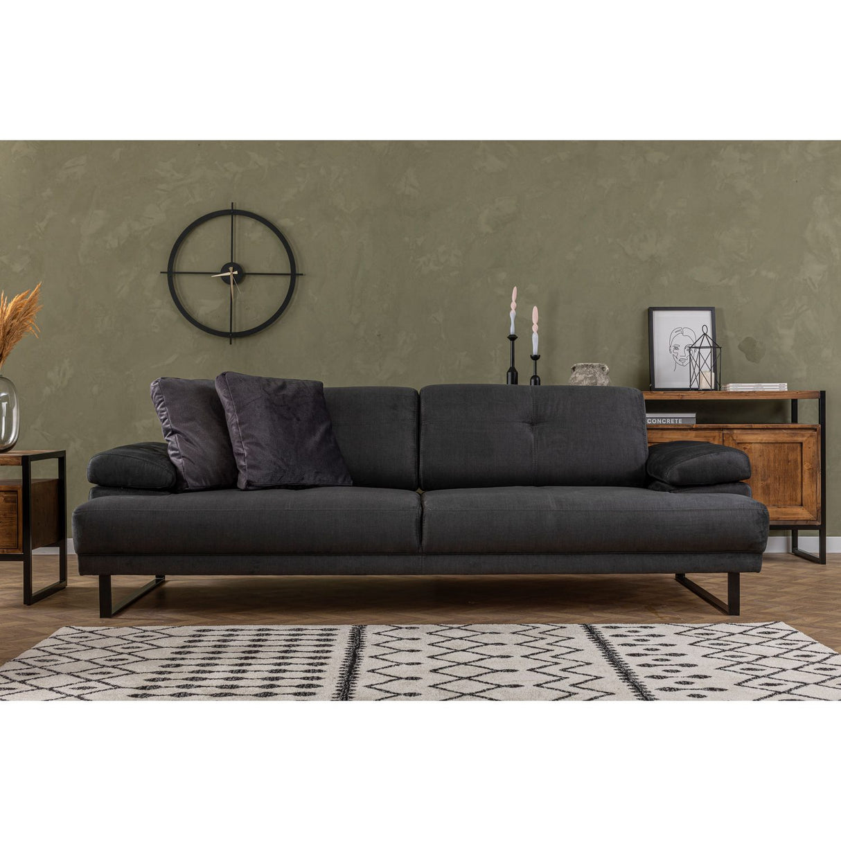 Quito (239 x 99 x 83 cm) 3-sits bäddsoffa Antracit