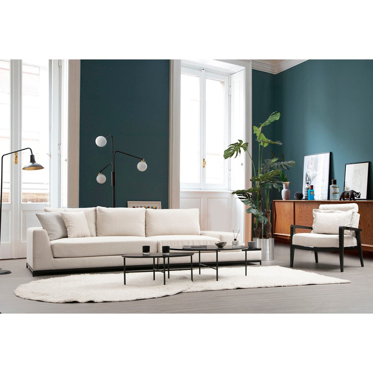 Ghent med sidobord (320 x 102 x 84 cm) Beige 4-sits soffa