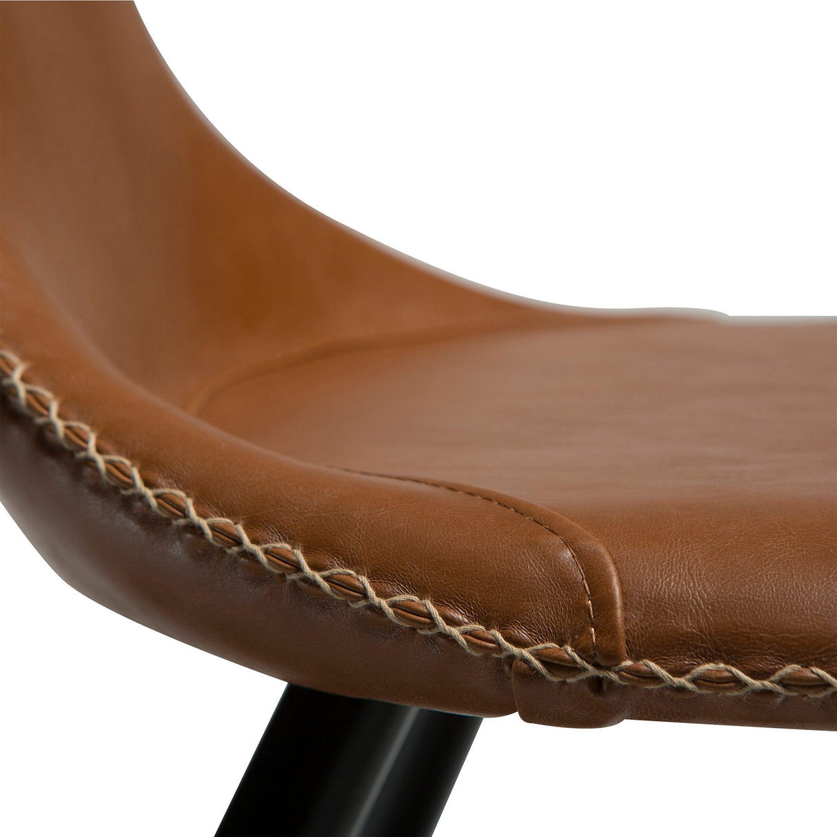 Flair Stol Vintage Light Brown Art.Leather, Round Black