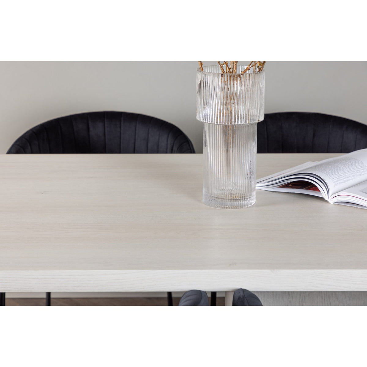 Olga, Selma Rektangulär matgrupp Svart, Vit, 200 x 90
