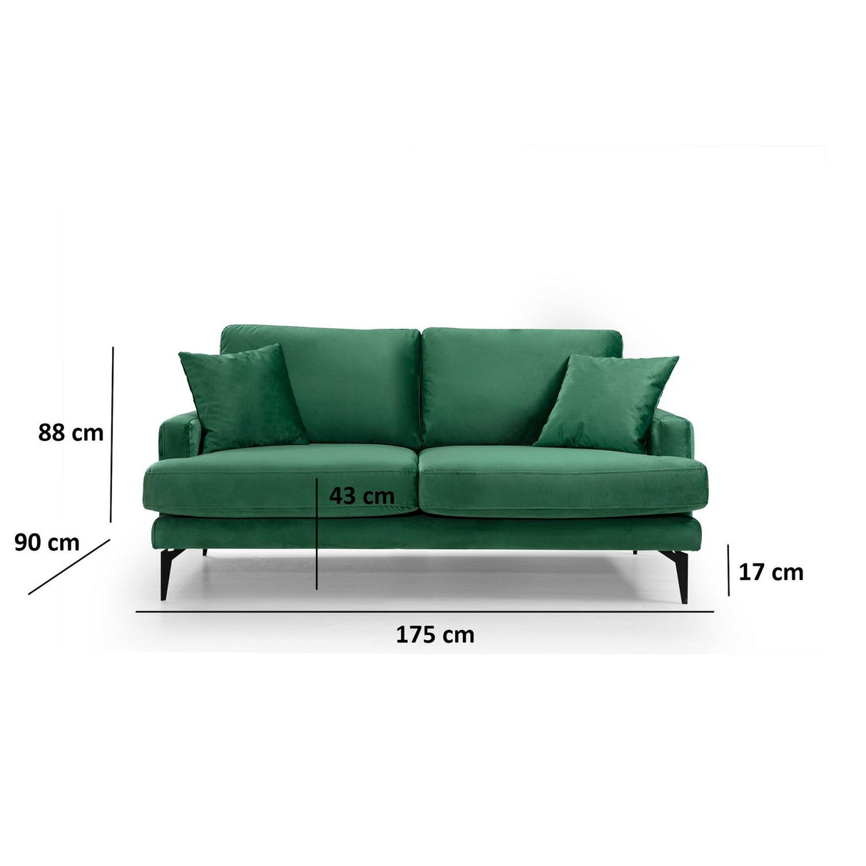 Dushanbe 2-sits (175 x 90 x 88 cm) 2-sitssoffa Grön