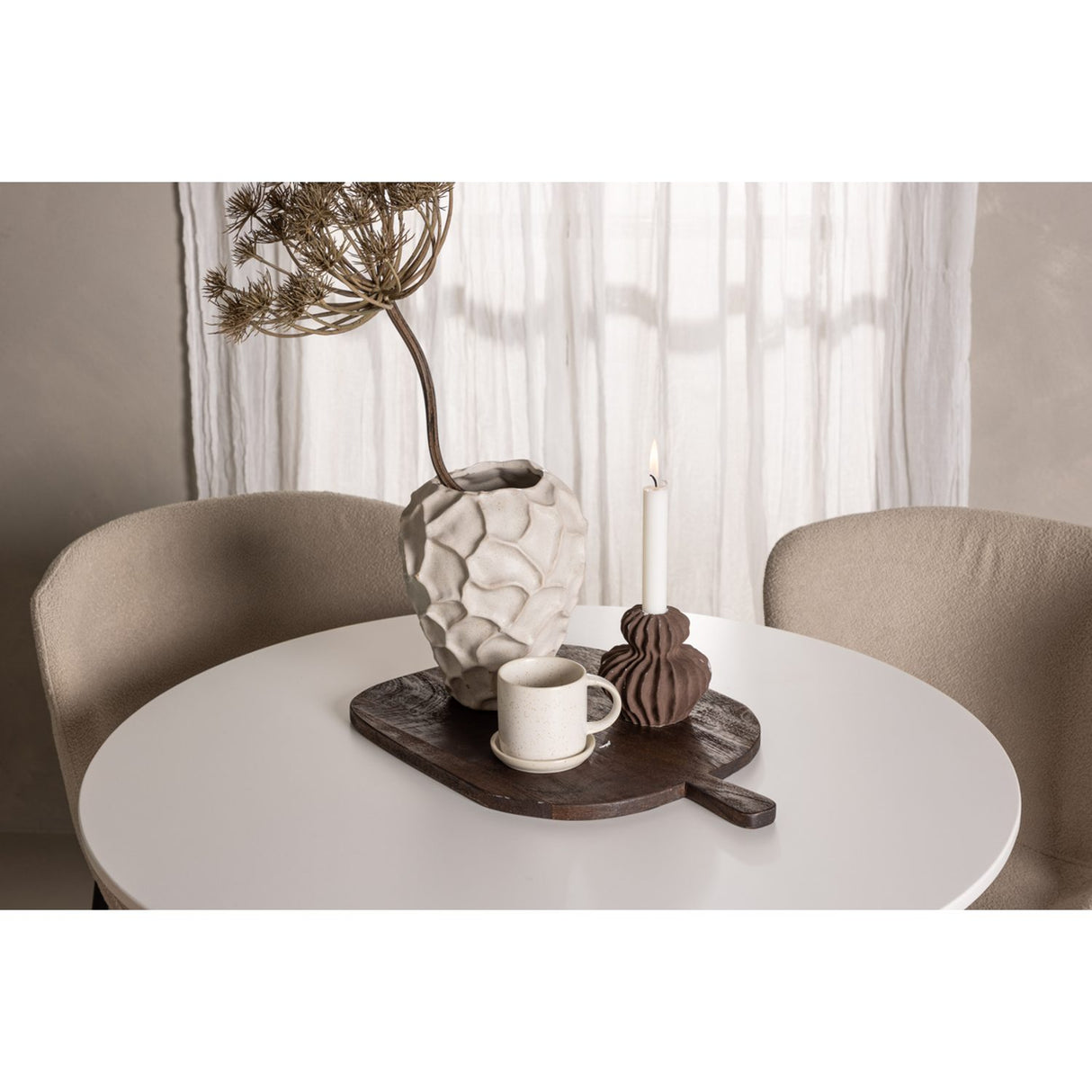 Hamden, Modesto Rund matgrupp Beige, svart, Vit, ⌀80