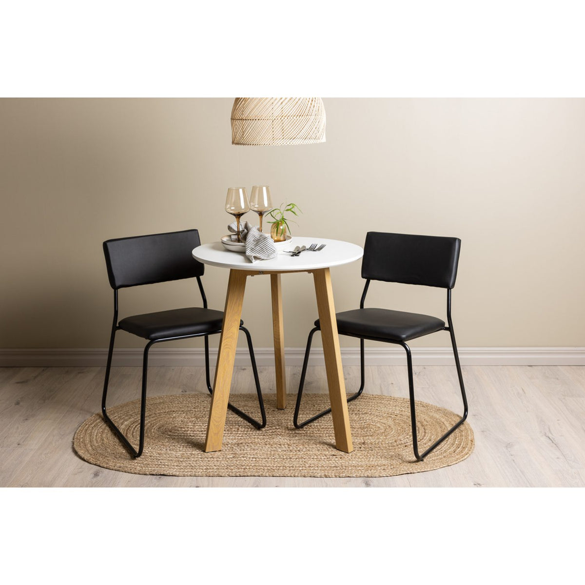 Leonora, Kenth Rund matgrupp Svart, Vit, ⌀65
