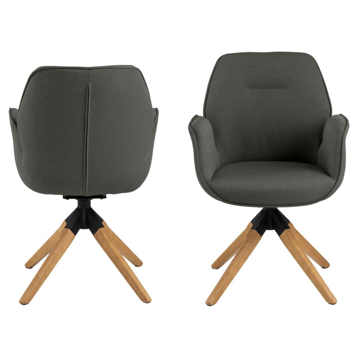 Millau Karmstol Snurr Town tyg Mörkgrå/Ek