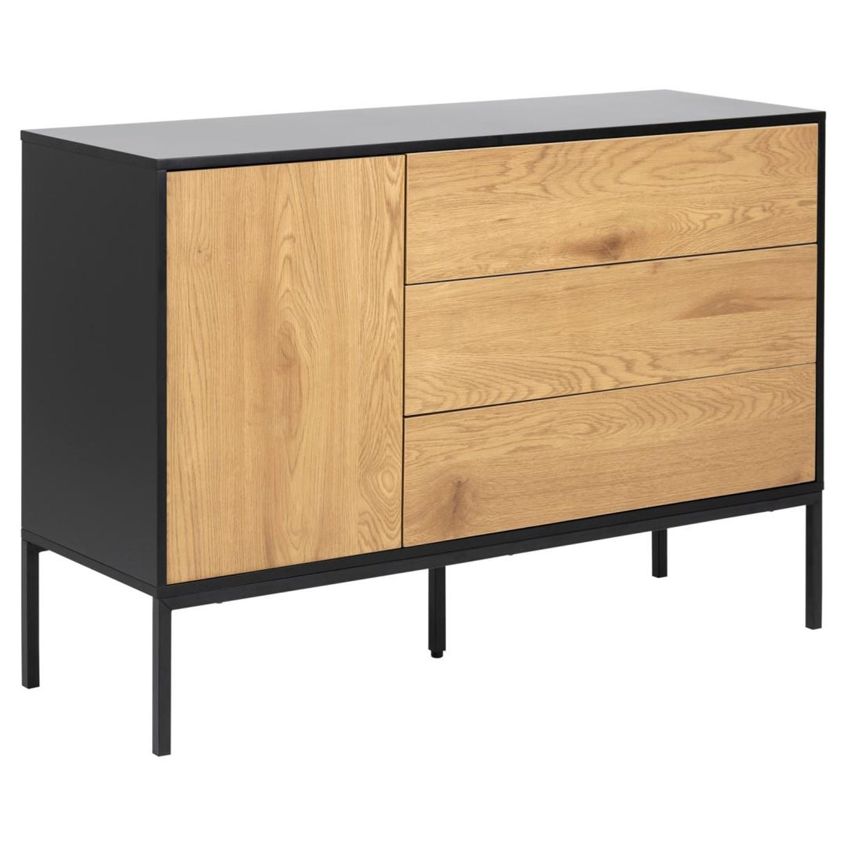 Notting Hill Sideboard 3 lådor 120x40x82 cm Svart/Ek