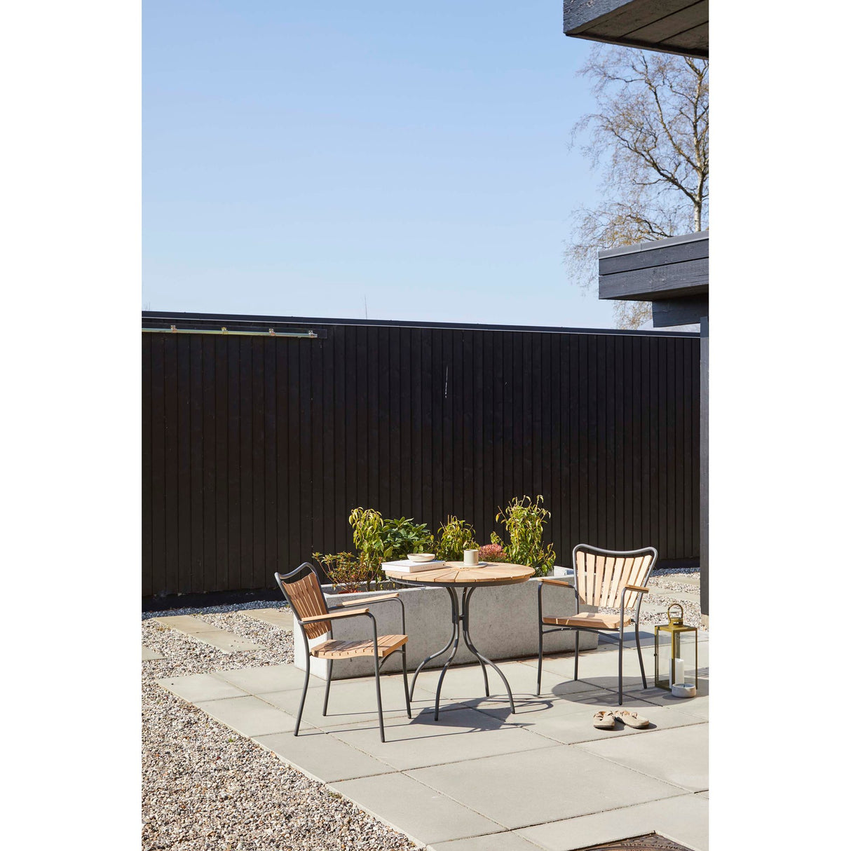 Ellen Trädgårdsmöbelset i Teak och Aluminium 80 cm + 2 stolar, Antracit