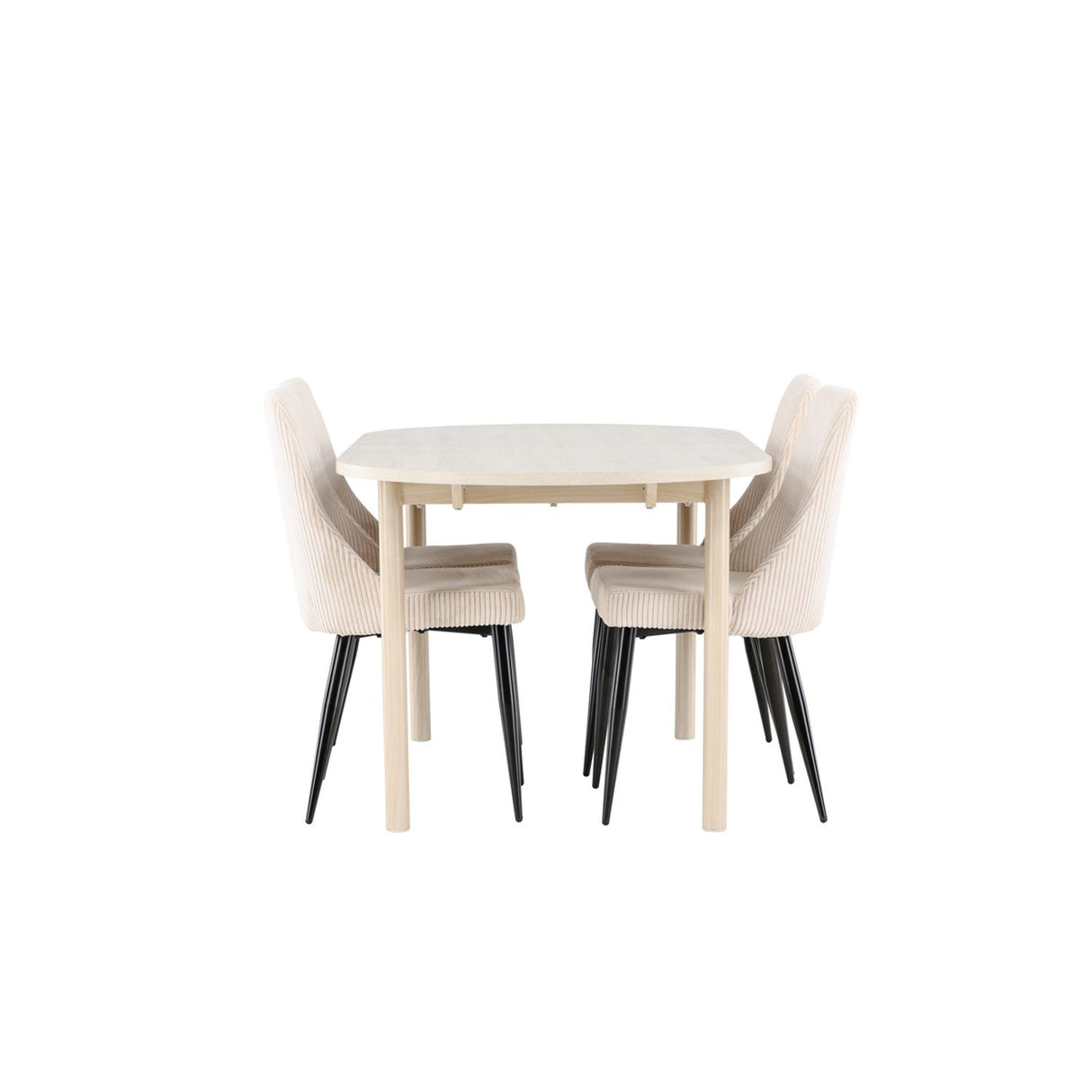 Andy, Leone Ovalt matgrupp Beige,Svart, Vitlaserad, 180 x 90
