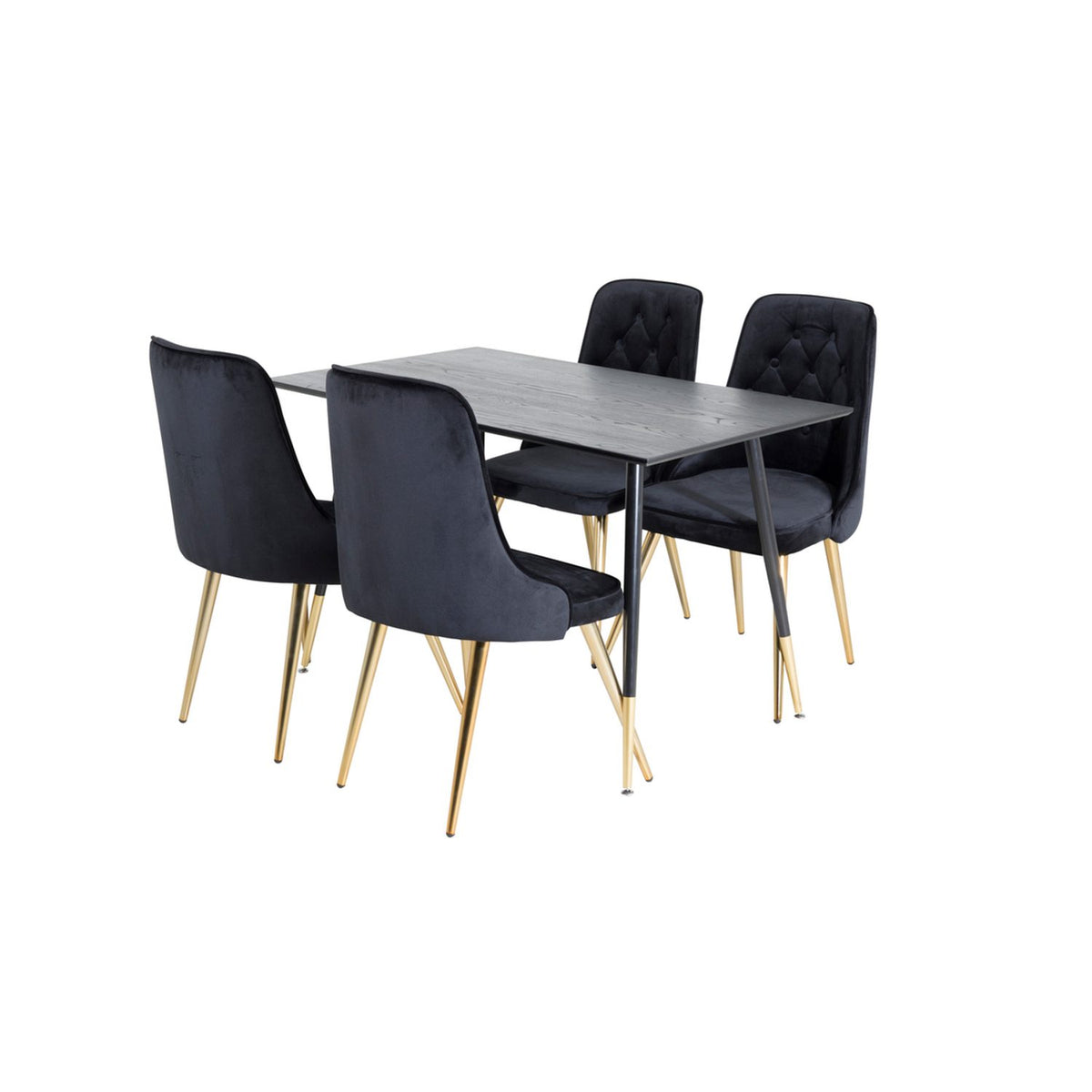 Dipp, Velvet Deluxe Rund matgrupp Svart,Guld, Svart,Guld, 120 x 85