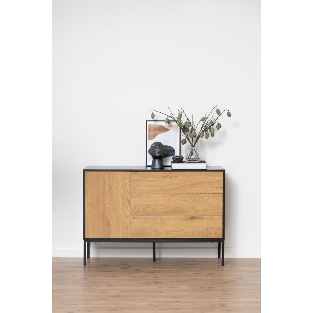 Notting Hill Sideboard 3 lådor 120x40x82 cm Svart/Ek
