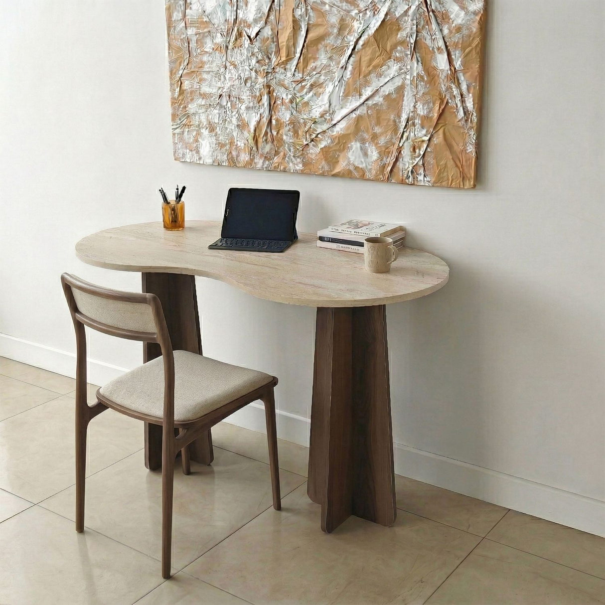 Infini (120 x 75 x 60 cm) Travertin valnöt Skrivbord
