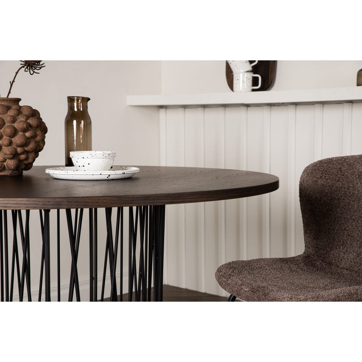 Stone Runt matbord Svart, mocca, MDF, ⌀120