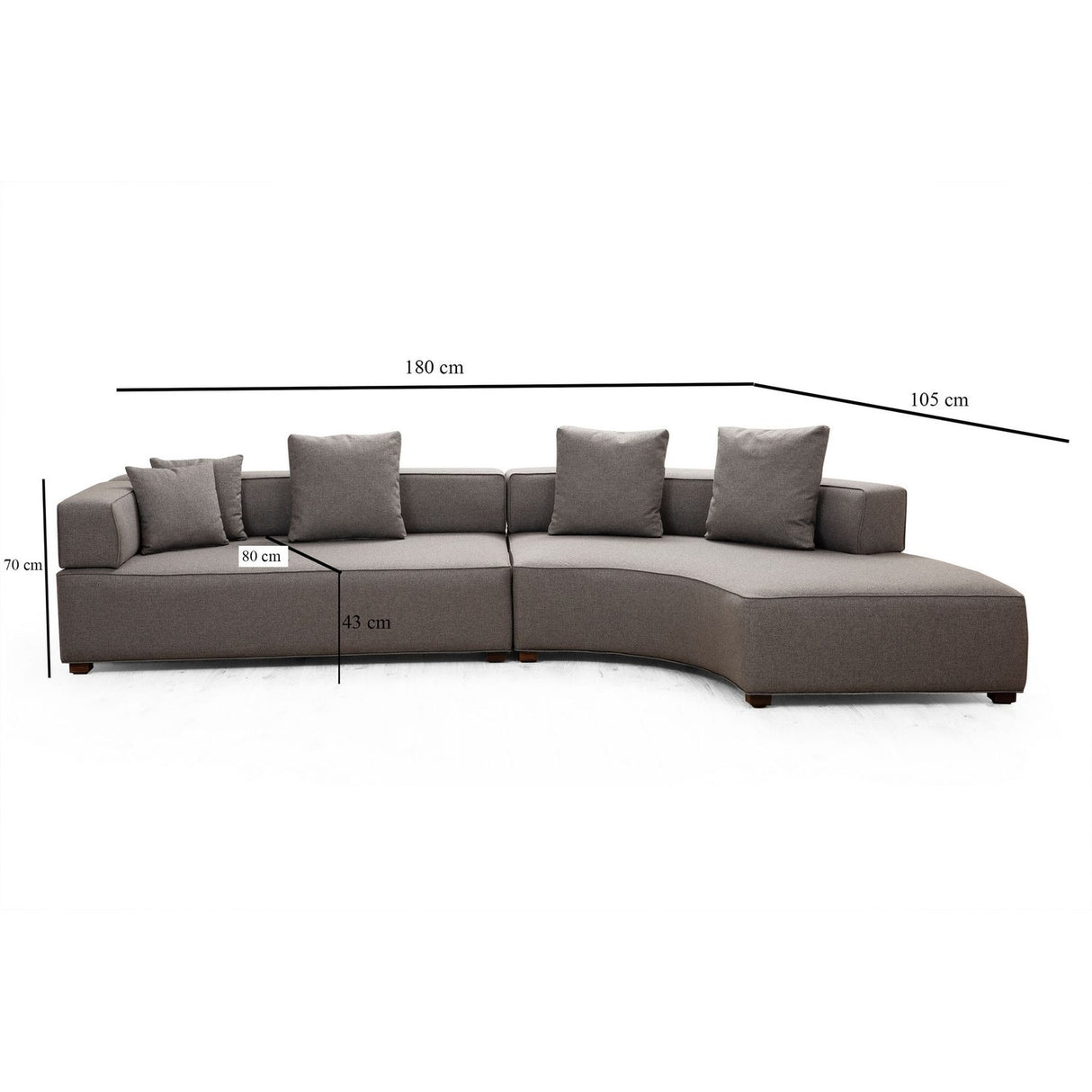 Gondol (180-105 x 70 cm) Grå Hörnsoffa