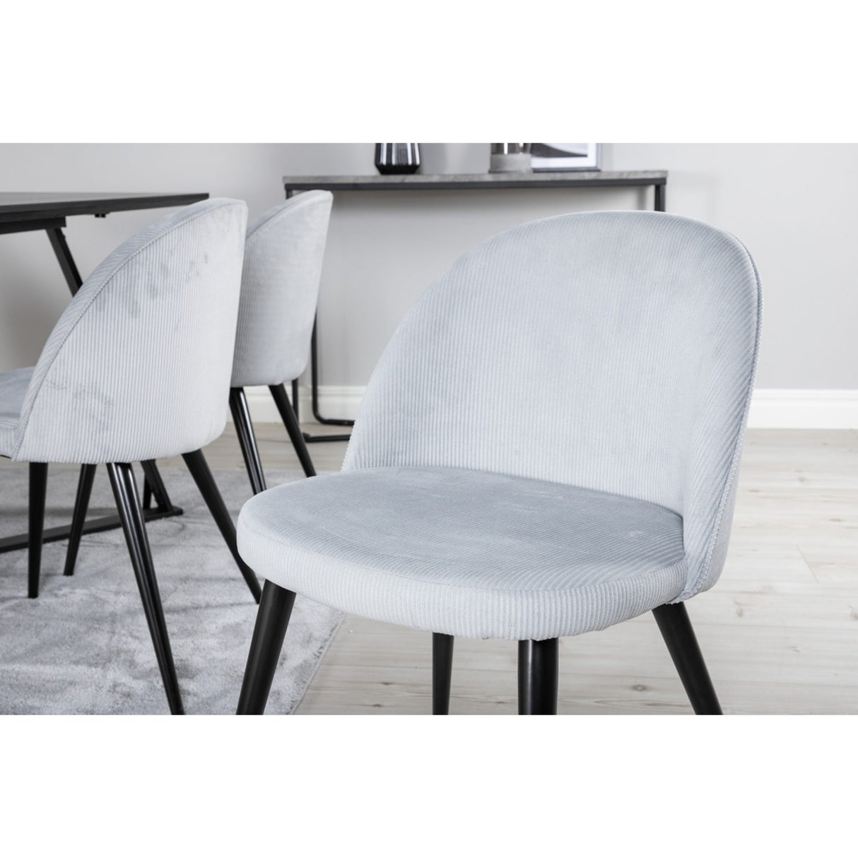 Marina, Velvet Rektangulär matgrupp Svart,Ljusgrå, Svart, 180 x 90