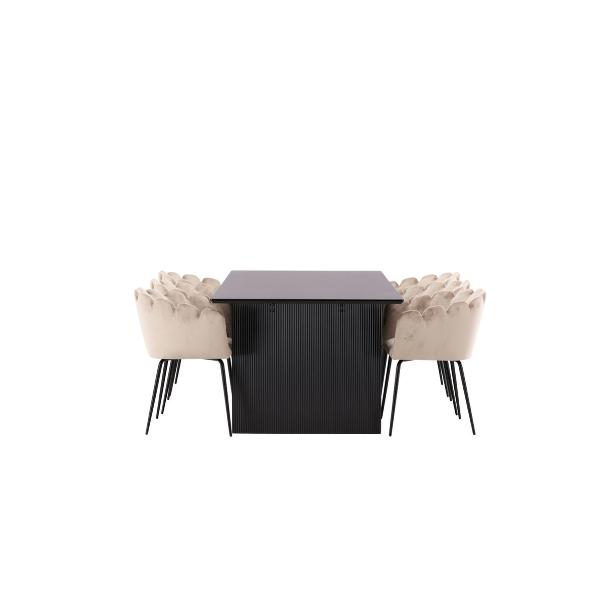 Vail, Limhamn Rektangulär matgrupp Beige, Svart, Svart, 200 x 100