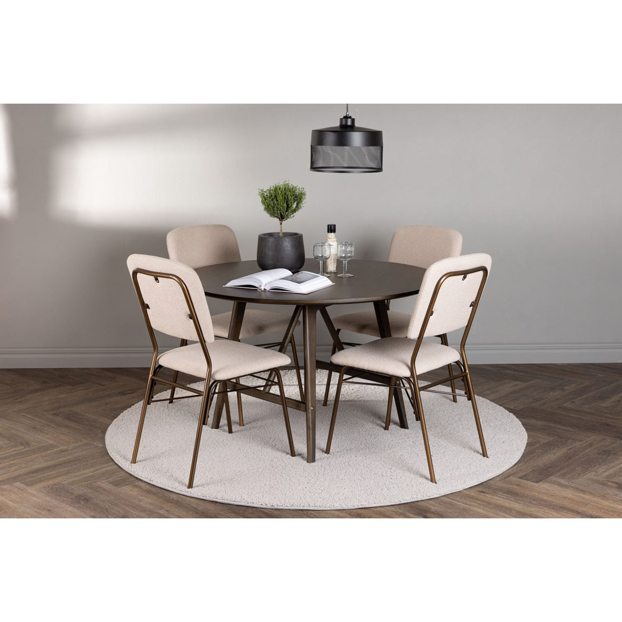 Kaseidon, Seda Rund matgrupp Beige, brun, Mörkbrun, ⌀100